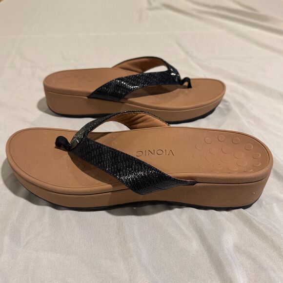 Vionic Pilar black toe post platform flip flop sandals Women’s 11M arch support - Picture 5 of 8